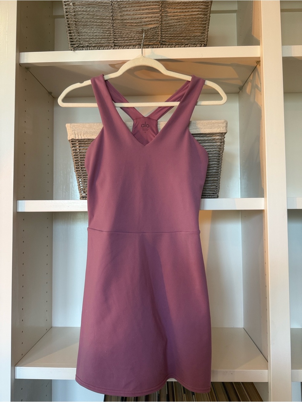 ALO Yoga Mauve V-Neck Racerback Mini Dress - Picture 3 of 3